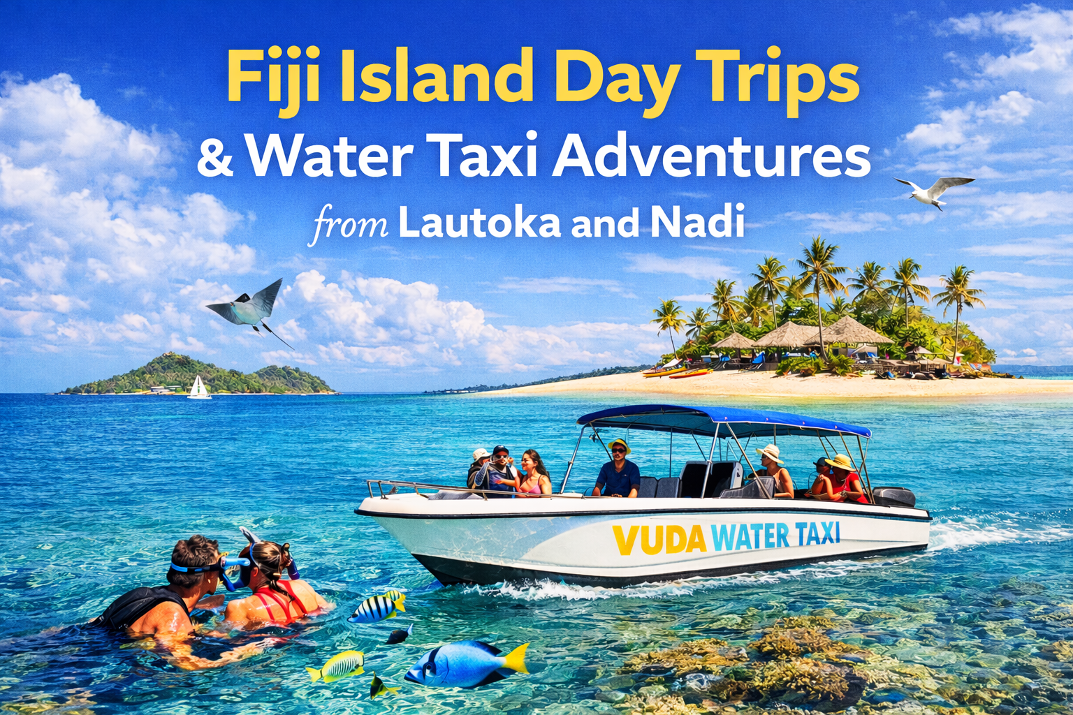 Fiji island day trip with private water taxi from Vuda Marina