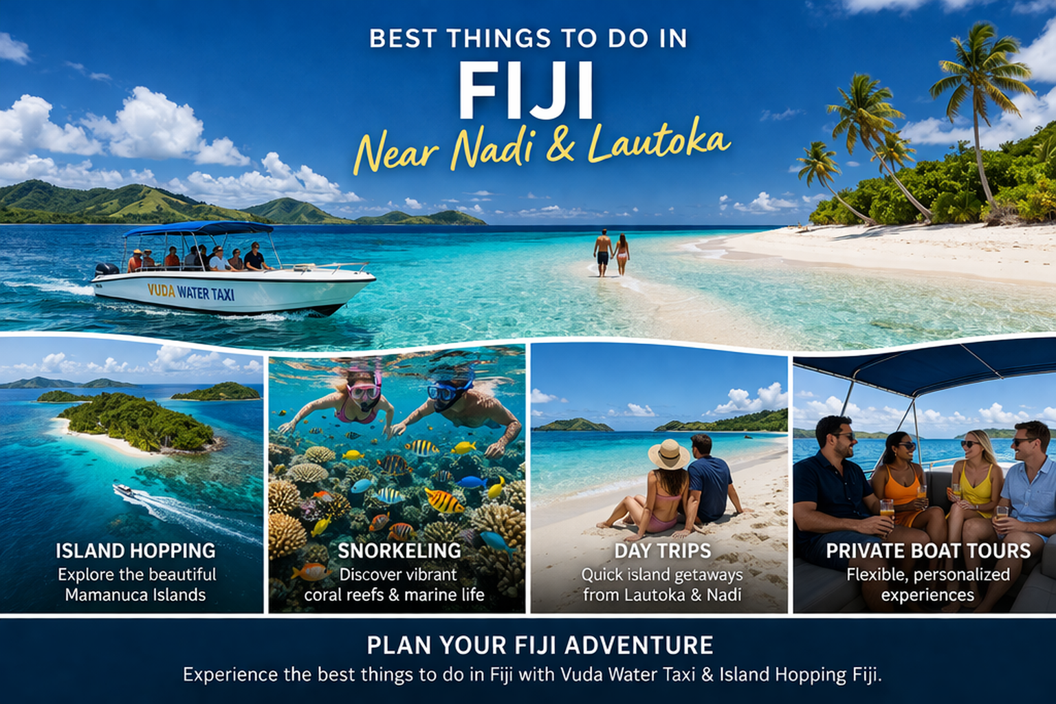 Best things to do in Fiji including island hopping and snorkeling near Nadi and Lautoka